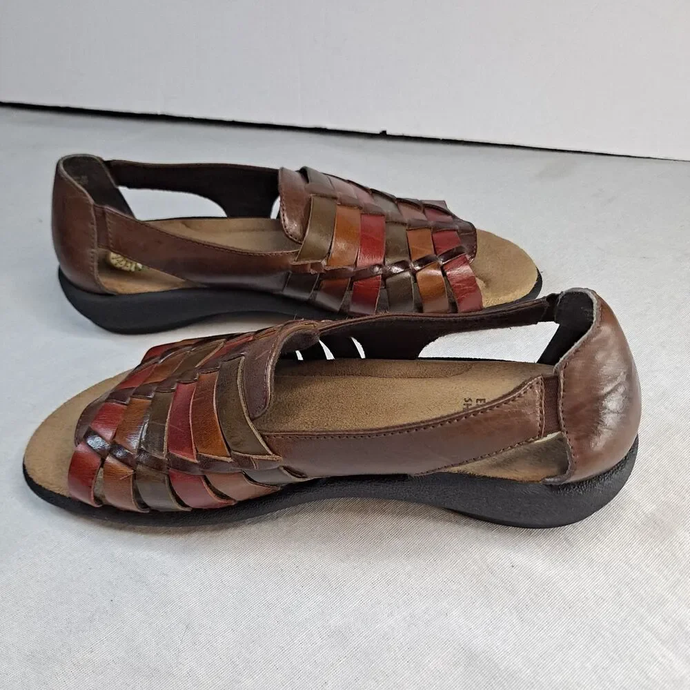 Earth Shoe Cupid Sandals Women's Size 10 Multicolor Braided Leather Boho Hippie